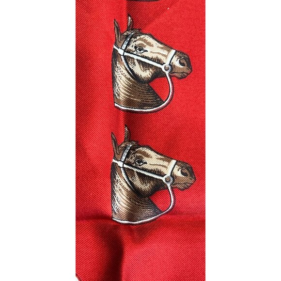 Vtg 1970's DAMON All Silk Equestrian Scarf Made In Italy Hand Rolled Red Blue - Picture 4 of 10